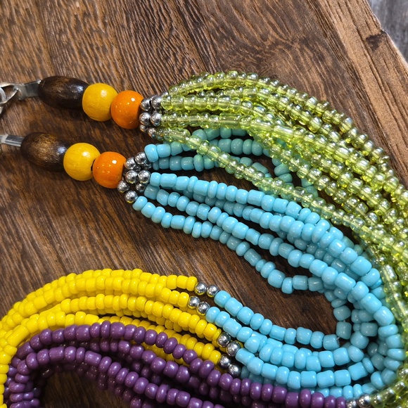 Vintage Colorful Bohemian Seed Bead Necklace, Lobster Clasp Closure - Picture 4 of 8